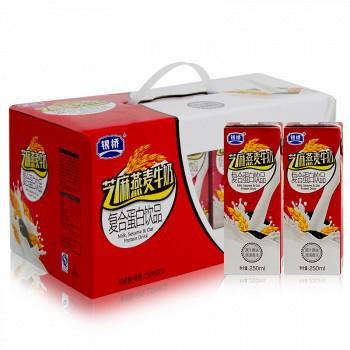 银桥 芝麻燕麦牛奶复合蛋白饮料250ml*10盒 整箱装