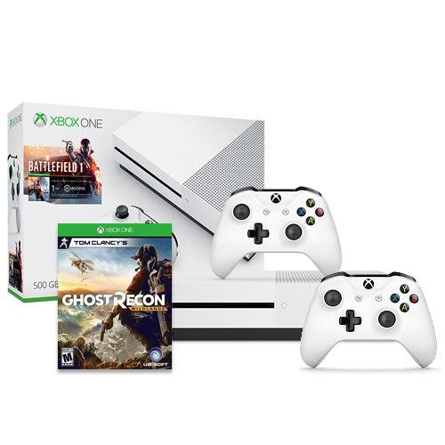 Microsoft 微软 Xbox One S 500GB《战地 I》同捆版游戏主机+额外手柄+《幽灵行动荒野》套装