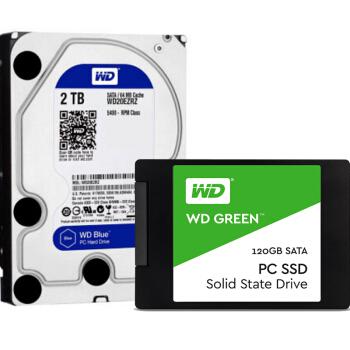 WD 西部数据 WD20EZRZ 台式机硬盘 蓝盘 2TB+Green系列 120G SSD固态硬盘