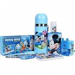 迪士尼(Disney)文具礼盒 米奇保温杯水壶套装 削笔机 剪刀 笔筒 笔盒 橡皮擦 礼盒DM0009蓝色