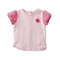 P'tit bisou 法国进口 3-6个月 女宝宝拼接格子短袖T恤 粉色 *3件