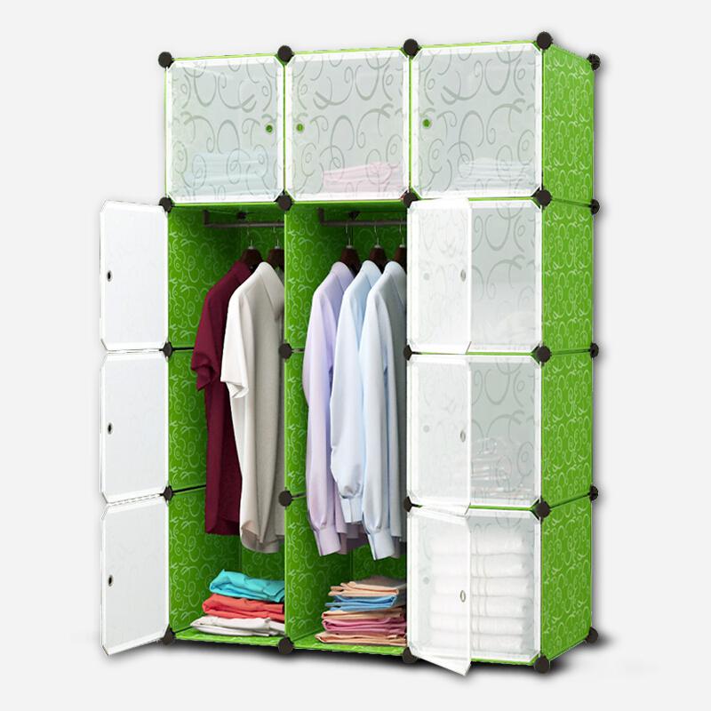 心家宜 简易衣柜塑料可组合树脂衣橱12门6格2挂