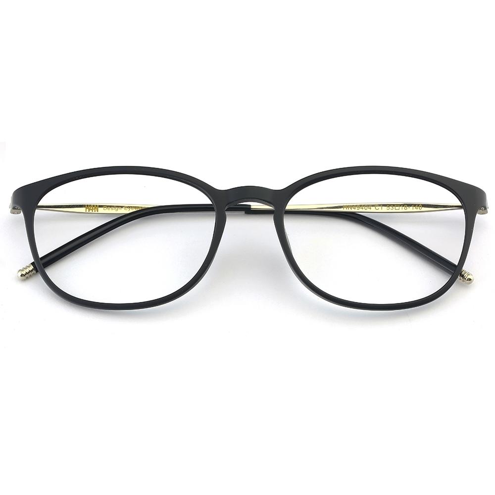 HAN HN49404 TR不锈钢 光学眼镜架+1.60翡翠绿膜非球面树脂镜片