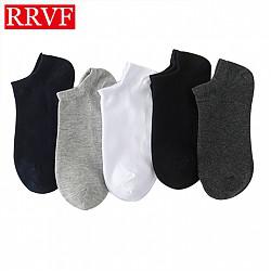 柔软舒适！RRVF 男袜子短袜薄款棉袜低帮船袜篮球袜 均码 5双装
