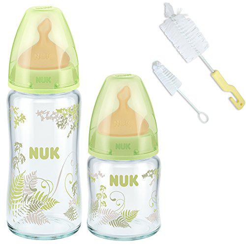 NUK 新生儿宽口玻璃奶瓶套装 120ml+240ml玻璃奶瓶+奶瓶刷奶嘴