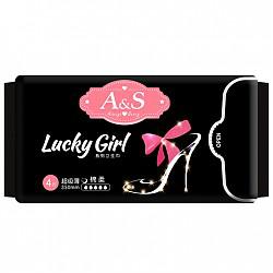 AS (Always Sunny)卫生巾 lucky girl棉柔超薄加长夜用卫生巾350mm*4片（美国FDA认证） *2件