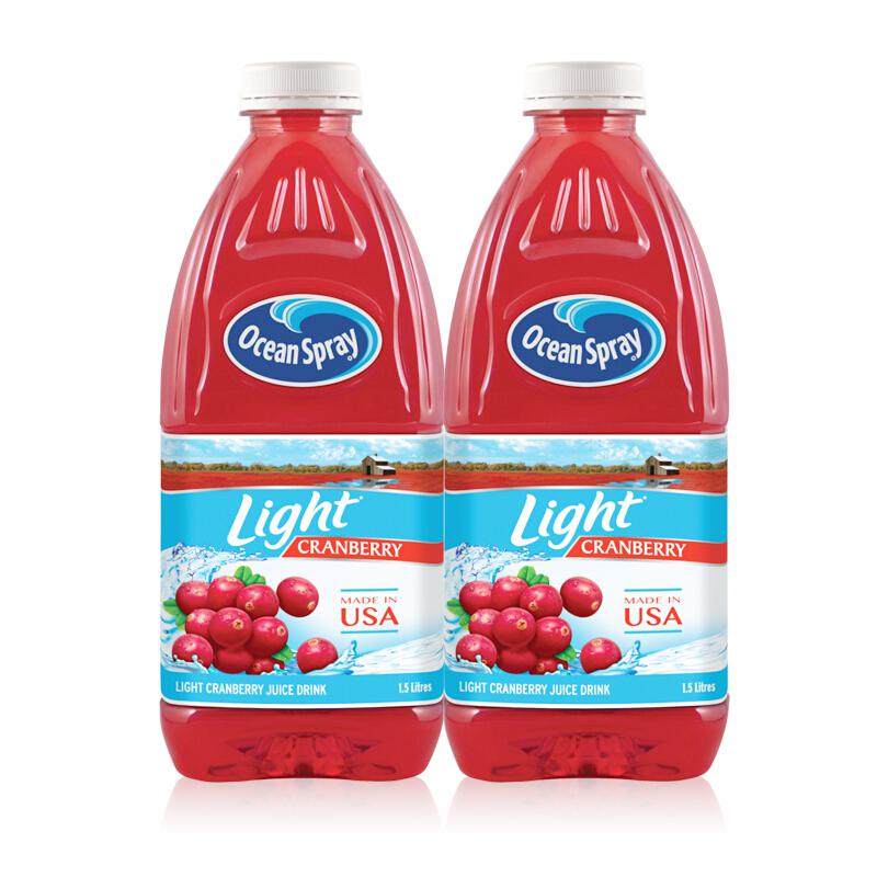 美国进口 优鲜沛蔓越莓 减少糖果汁饮料1.5L*2瓶 礼盒装