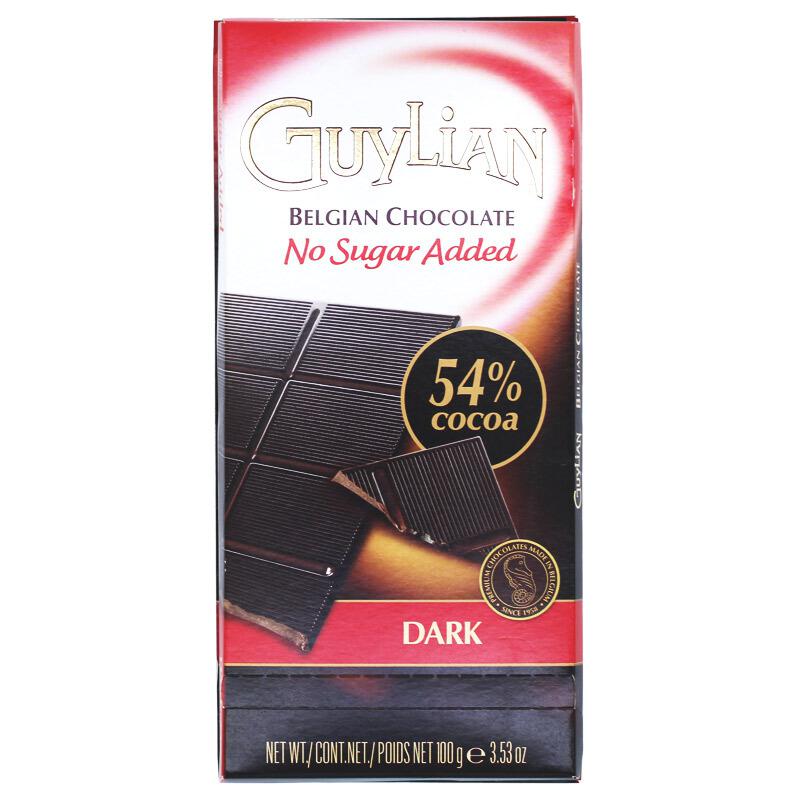 比利时进口 Guylian吉利莲 54%黑巧克力排块(无糖) 100g