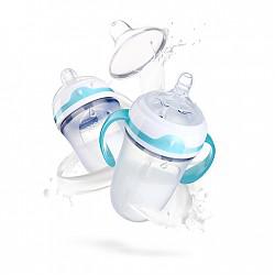 努比（Nuby）奶瓶 硅胶奶瓶 宽口径婴儿奶瓶防胀气 150ml+250ml套装（附360°重力球）104（可399-200）