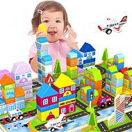铭塔（MING TA）MTW-009 200粒建筑师积木 木制实木质儿童益智玩具宝宝智力积木玩具