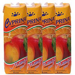 塞浦丽娜（Cyprina）芒果香橙苹果混合果汁 1L*4瓶 整箱 塞浦路斯进口 果汁饮料19.9元