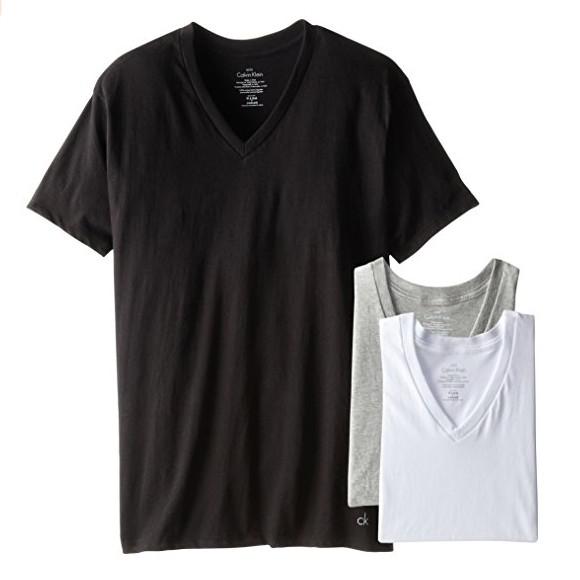Calvin Klein 男士基础款 V领短袖T恤 打底衫 3件装 *2件