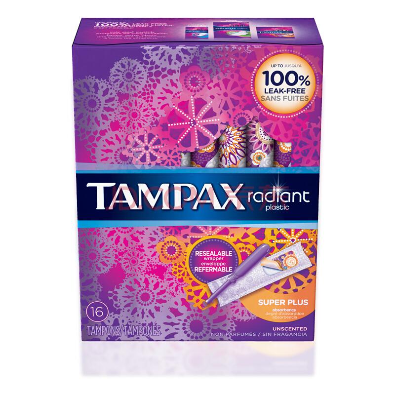丹碧丝（Tampax）导管式隐形卫生棉条 超大流量16支装(美国进口 幻彩系列 非卫生巾）