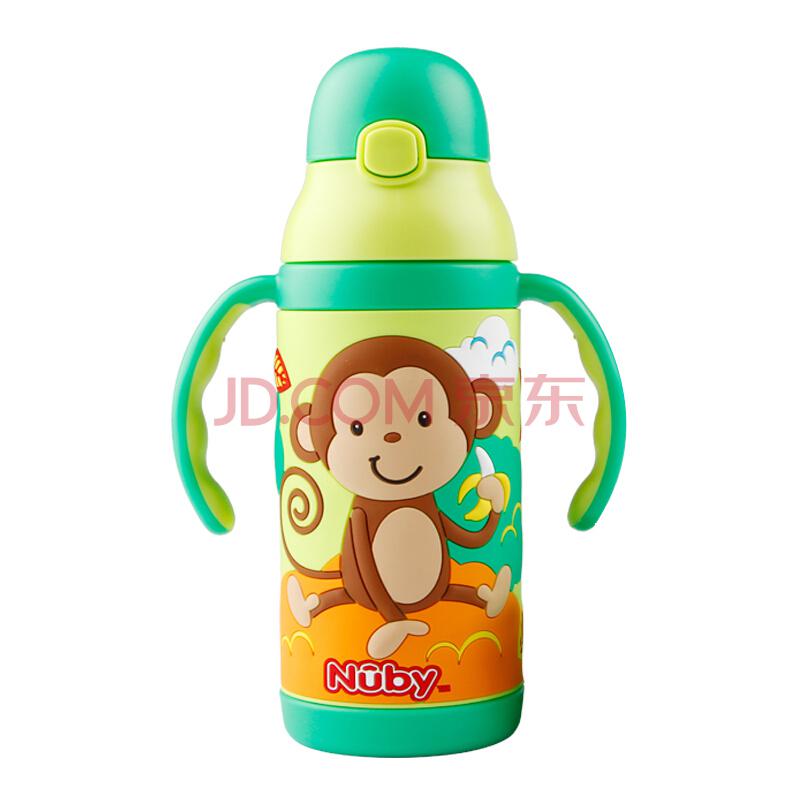 努比（Nuby）儿童吸管杯宝宝水杯婴儿保温学饮杯385ml握把儿童保温壶（3D猴子附背带）158元，可199-100