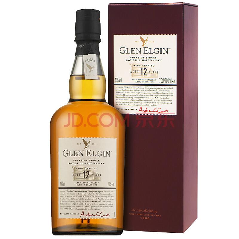 格兰爱琴（Glen Elgin）洋酒 12年陈酿斯贝塞单一麦芽苏格兰威士忌700ml239元