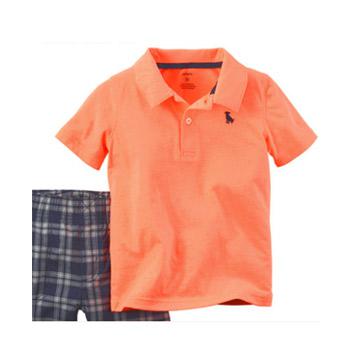 Carter's 男童 229G123 橘色短袖短裤套装