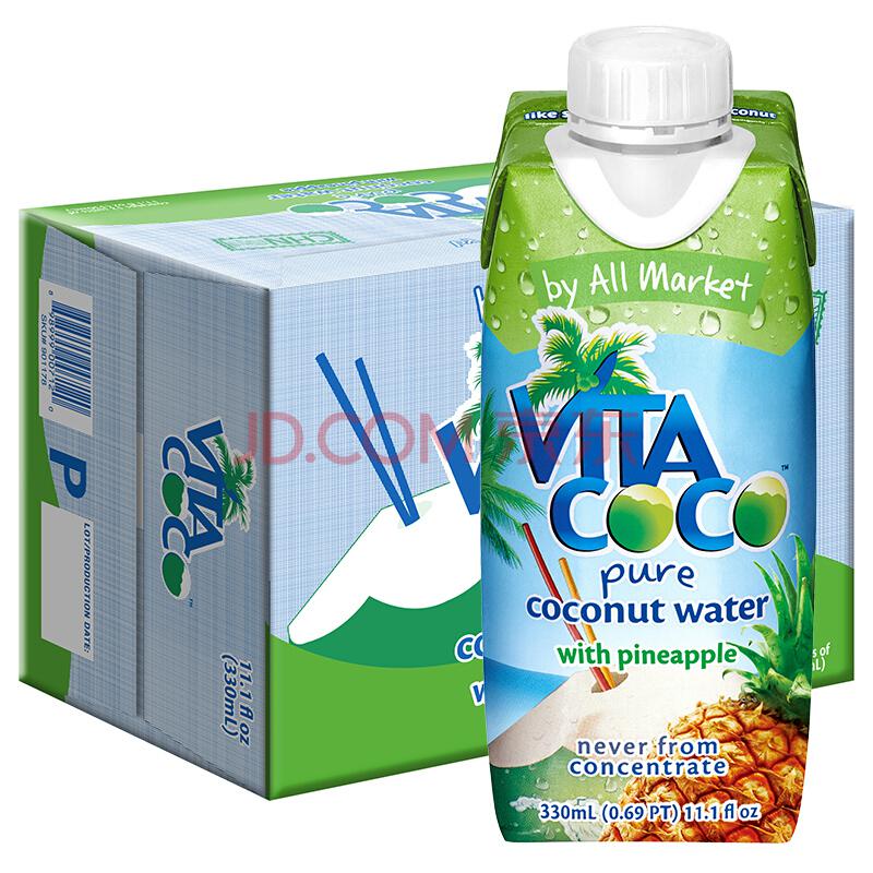 Vita Coco 唯他可可 天然椰子水饮料 菠萝味 330ml*12瓶
