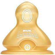 NUK宽口径奶嘴乳胶防胀气6-18个月中圆孔（两枚装）19.5元