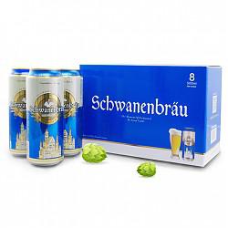 【京东超市】德国原装进口 天鹅城堡（ Schwanenbrau ）小麦啤酒 500ml*8听 精品礼盒装