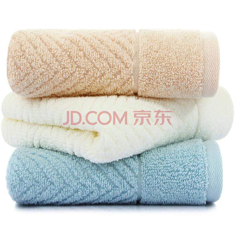 三利 纯棉A类标准简约素雅毛巾超值3条装 34×71cm