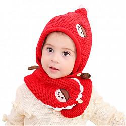 hugmii儿童帽子男童女童宝宝帽子围巾冬季保暖加绒围脖套装大红色蜜蜂144.9元（合48.3元/件）