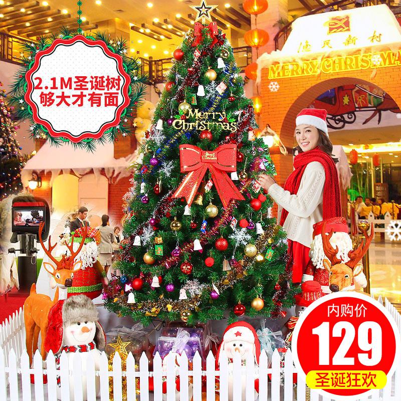 圣诞树套餐光纤彩灯发光加密枝头圣诞节装饰品礼物2.1米豪华套装(160个配件+600个枝头)劵后129元