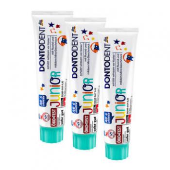 荷兰直邮：Dontodent 含氟加钙可吞咽 儿童防蛀牙膏  3*100ml/支