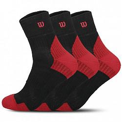Wilson 威尔胜 中筒毛巾底篮球袜 黑红3双装