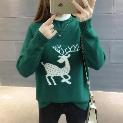 圣诞快乐：ANYSHION 小鹿图案针织毛衣
