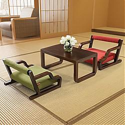 限地区、新低价：KUKa 顾家家居 和室椅配茶桌组合 XJ桌+红椅+绿椅