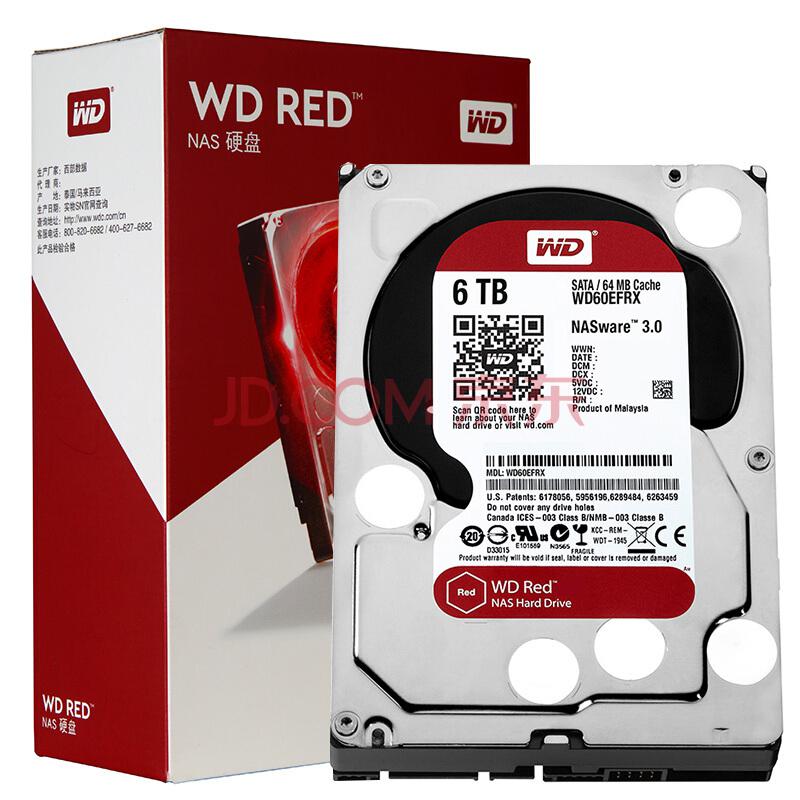 WD 西部数据 WD60EFRX 台式机硬盘 红盘 6TB