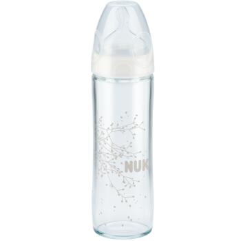 NUK纤巧宽口径玻璃奶瓶240ml配0-6个月奶嘴硅胶防胀气中圆孔