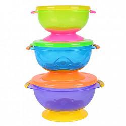 努比（Nuby）儿童餐具 婴儿碗便携吸盘碗防摔 宝宝餐具辅食盒套装（三件套）颜色随机 5368美国品牌