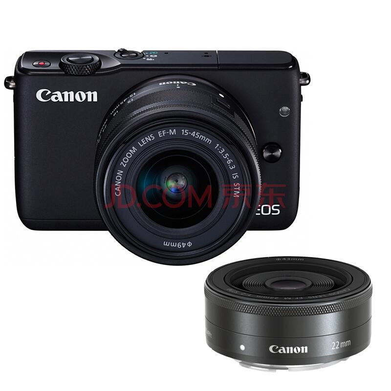 佳能（Canon）EOS M10微型单电双头套机 黑色（变焦EF-M 15-45mm）& （定焦EF-M 22mm f/2 STM）