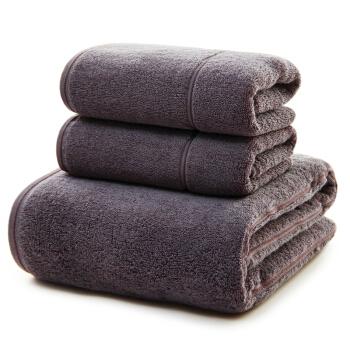 SANLI 三利 长绒棉A类标准 素色良品毛巾2条+浴巾1条  墨灰色 *3件
