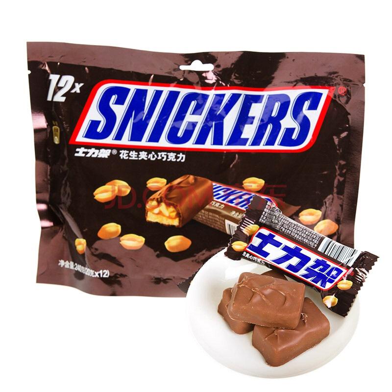SNICKERS 士力架 花生夹心巧克力分享装 糖果巧克力 240g