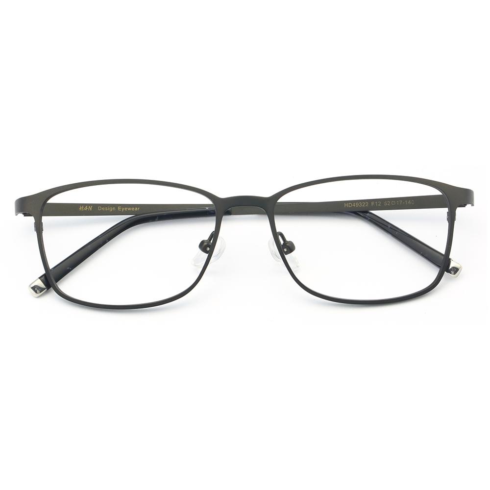 HAN HD49322 不锈钢 光学眼镜架 +1.60翡翠绿膜非球面树脂镜片
