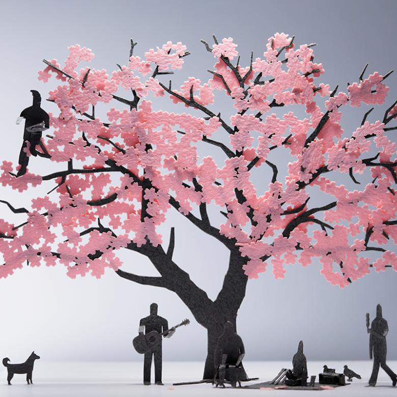 TERADA MOKEI 樱花树下的乐队 纸质模型