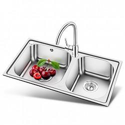 欧琳（OULIN）OLJD631水槽+龙头套餐 优质304不锈钢水槽 厨房水槽双槽套装 不锈钢洗菜盆洗碗池