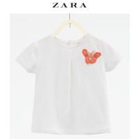 天猫 ZARA 女童装蝴蝶图案T恤白色