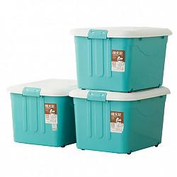 禧天龙Citylong 塑料收纳箱整理箱大号环保储物箱超值3个装 天蓝色60L 6063