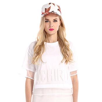 亚马逊中国 欧时力 女式 时尚字母纯色宽松网纱两件套衬衫