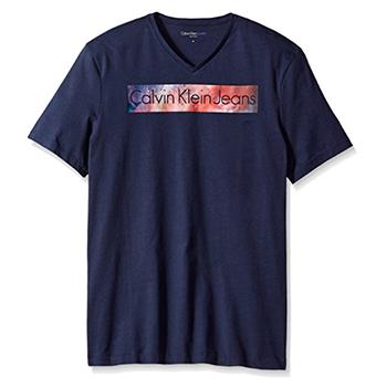 Calvin Klein Jeans Rainbow Logo 男士V领T恤