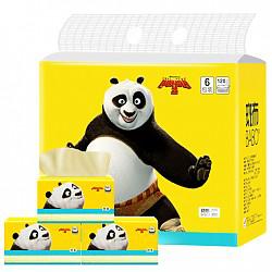 【京东超市】斑布(BABO) 本色抽纸 无漂白竹浆 功夫熊猫系列3层120抽面巾纸*6包（小规格） *4件