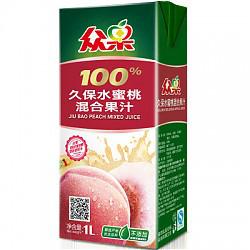 【苏宁超市】众果100%纯果汁 久保水蜜桃混合果汁 便捷装 1L×6盒 箱装 果汁饮料