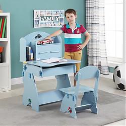 雅客集 书桌 组合 写字台 可升降小状元粉蓝色学习桌 浅蓝色