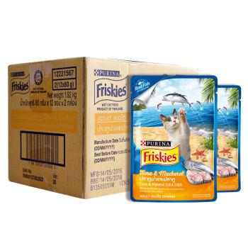 Friskies 喜跃 成猫吞拿鱼及鲭鱼软包罐头 80g*24袋 *2件 +凑单品