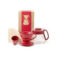 【包税】Hario V60 红色滴漏式陶瓷滤杯咖啡壶套装 1-2杯容量