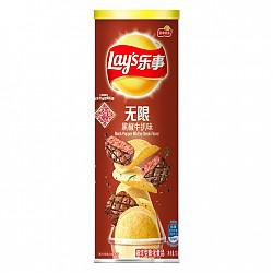 【京东超市】乐事（Lay’s）无限薯片 休闲零食 黑椒牛扒味104g罐装+凑单品
