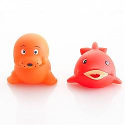 【苏宁自营】日康（rikang）浮水玩具 RK-3681 洗澡 戏水 捏叫 益智玩具 两个卡通装【颜色图案随机】 *3件